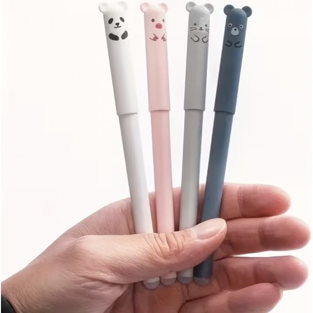 Stylos gel effa&ccedil;ables bleus motif animaux mignons pour &eacute;cole/bureau (lot de 4 pi&egrave;ces) - Multicolore