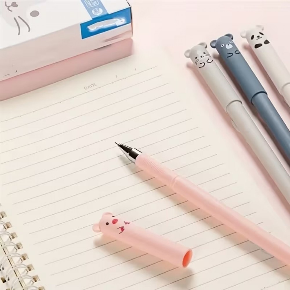 Stylos gel effa&ccedil;ables bleus motif animaux mignons pour &eacute;cole/bureau (lot de 4 pi&egrave;ces) - Multicolore
