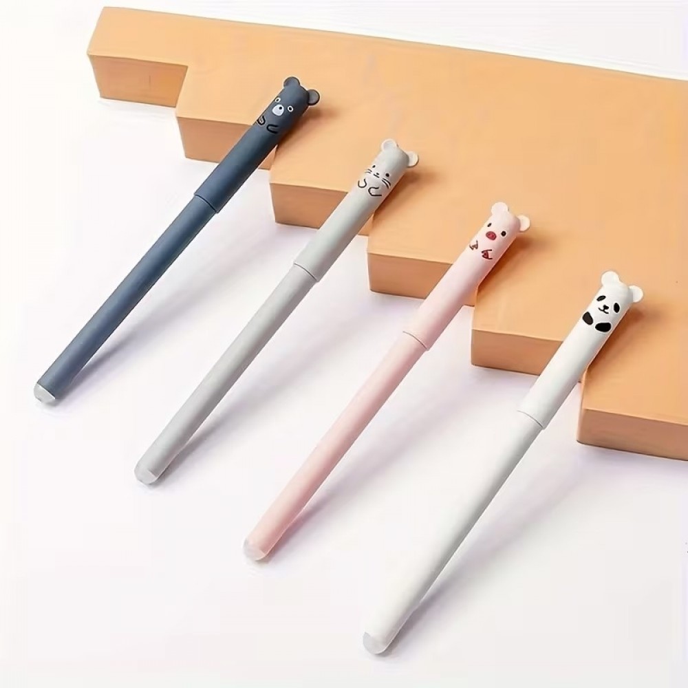 Stylos gel effa&ccedil;ables bleus motif animaux mignons pour &eacute;cole/bureau (lot de 4 pi&egrave;ces) - Multicolore