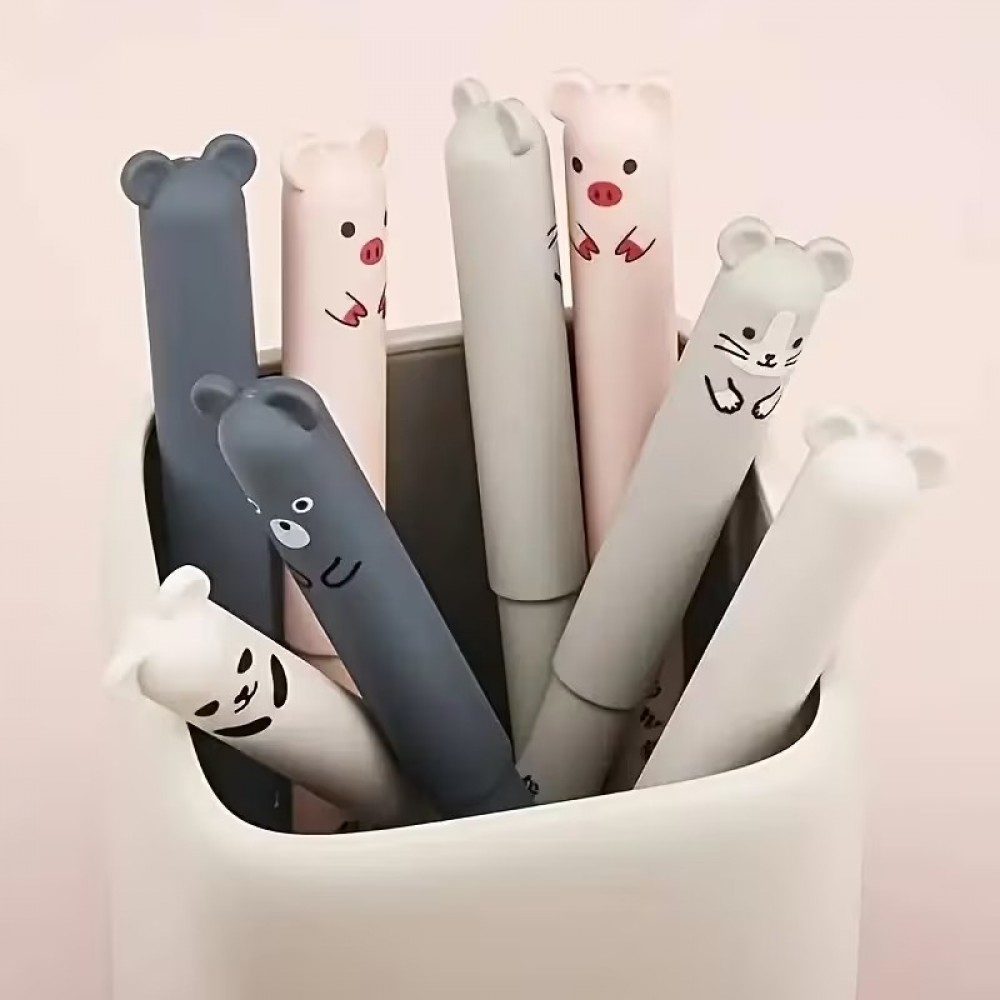 Stylos gel effa&ccedil;ables bleus motif animaux mignons pour &eacute;cole/bureau (lot de 4 pi&egrave;ces) - Multicolore