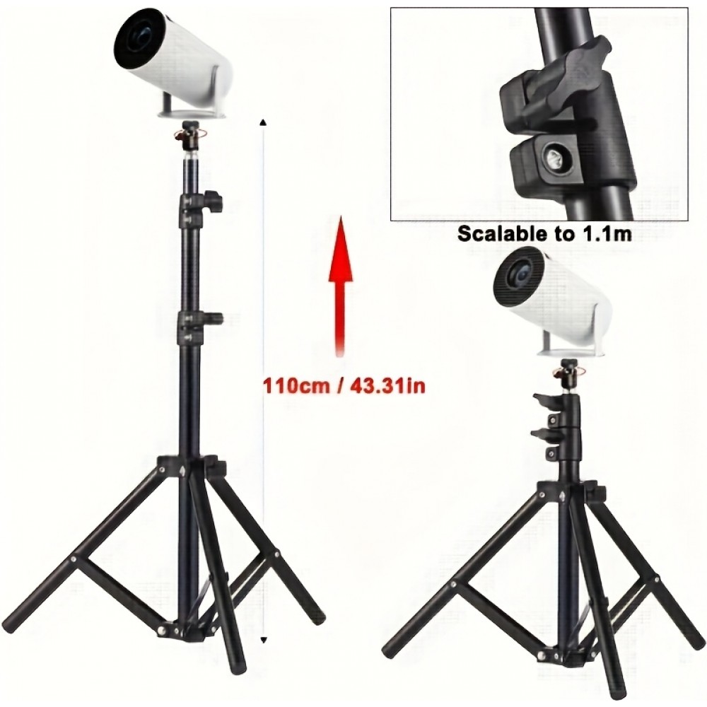 Support de projecteur trépied rétractable HY300 Pro hauteur ajustable jusqu'à 110cm - Noir