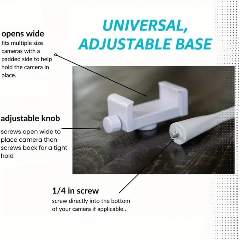 Support flexible universel baby phone pour téléphone ou caméra pivotant en silicone ajustable à différentes surfaces - Blanc
