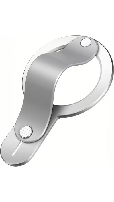 Support magn&eacute;tique MagSafe iPhone 17/16/15/14/13/12 anneau pliable d&eacute;tachable grip s&eacute;curis&eacute; en alliage zinc avec adaptateur inclus - Argent