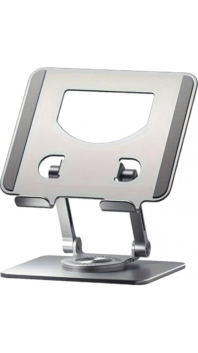 Support plat en aluminium ajustable 360° pour tablettes et iPad - Argent
