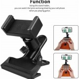 Support smartphone universel pour guitare et ukulélé pince réglable avec rotule 360° fixation stable pour téléphone - Noir