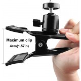 Support smartphone universel pour guitare et ukulélé pince réglable avec rotule 360° fixation stable pour téléphone - Noir