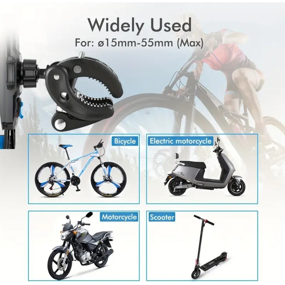 Support t&eacute;l&eacute;phone 4 griffes antichoc fixation guidon v&eacute;lo moto poussette ou scooter robuste et s&eacute;curis&eacute; - Noir