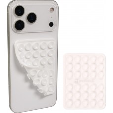 Support téléphone universel ventouse PhoneLook avec fixation autocollante en silicone - Blanc