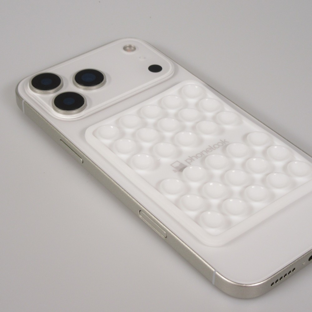Support téléphone universel ventouse PhoneLook avec fixation autocollante en silicone - Blanc