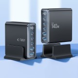 Tech-Protect DC140W-GAN Station de charge multiport avec 5 ports 3x PD USB-C et 2x QC 3.0 USB-A - Noir