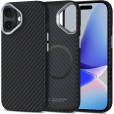 iPhone 17 Case H&uuml;lle - Tech-Protect Ion Carbon MagSafe kompatibel, leicht und langlebig - Silber