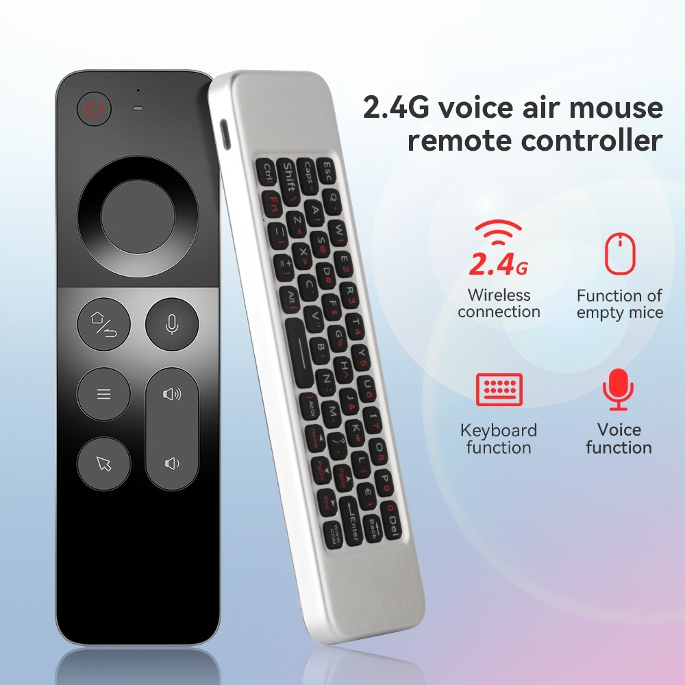 T&eacute;l&eacute;commande W3 Air Mouse Bluetooth 2.4G ultra-fine avec gyroscope et mini clavier pour Android TV Box/PC/Mac/Linux - Noir