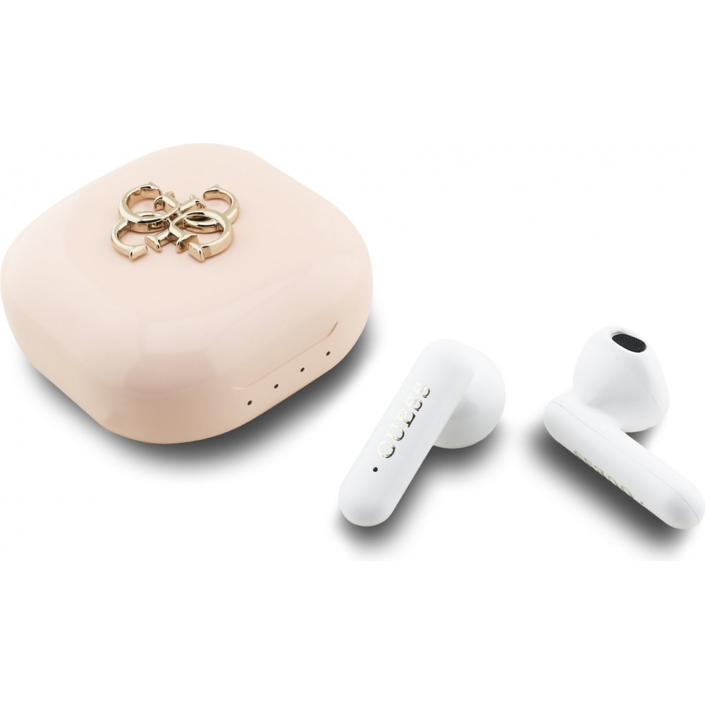 TWS Guess 4G Metal Logo écouteurs Bluetooth charge rapide 16h d'autonomie et assistant vocal - Rose