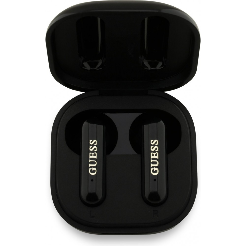 TWS Guess 4G Metal Logo &eacute;couteurs Bluetooth charge rapide 16h d'autonomie et assistant vocal - Noir