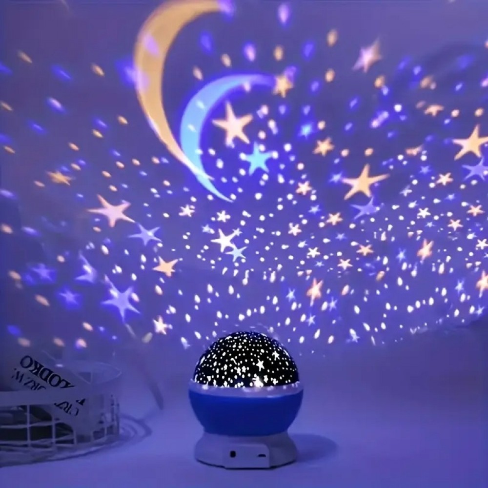 Sternenhimmel-Projektor Nachtlicht USB 12 Farben, 360&deg; Drehung Stimmungslicht f&uuml;rs Zimmer & Party - Blau