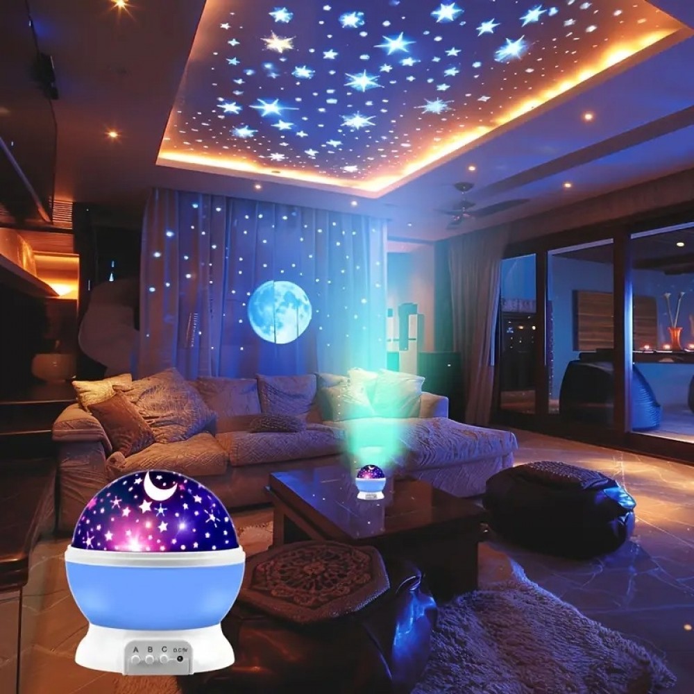 Sternenhimmel-Projektor Nachtlicht USB 12 Farben, 360&deg; Drehung Stimmungslicht f&uuml;rs Zimmer & Party - Blau
