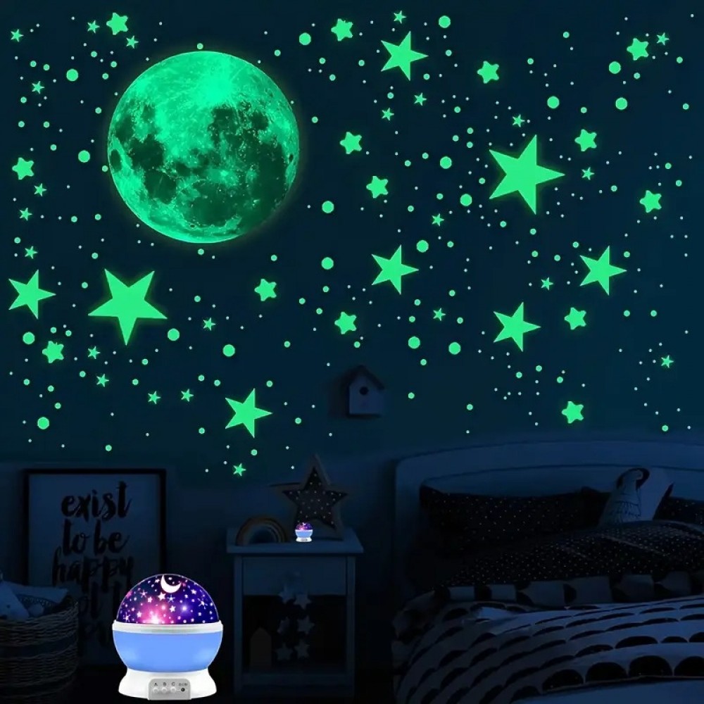 Sternenhimmel-Projektor Nachtlicht USB 12 Farben, 360&deg; Drehung Stimmungslicht f&uuml;rs Zimmer & Party - Blau