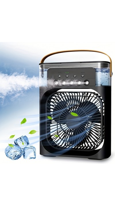 Ventilateur brumisateur rafraîchissant USB multifonction avec diffuseur d'arômes 6 modes de pulvérisation ajustable - Noir