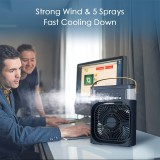 Ventilateur brumisateur rafraîchissant USB multifonction avec diffuseur d'arômes 6 modes de pulvérisation ajustable - Noir