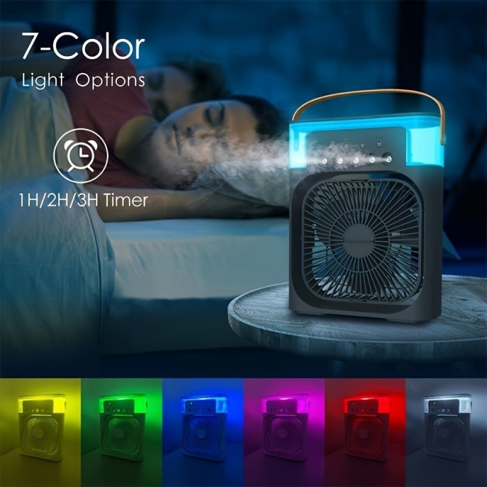 Ventilateur brumisateur rafraîchissant USB multifonction avec diffuseur d'arômes 6 modes de pulvérisation ajustable - Noir
