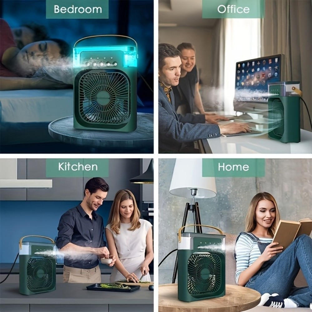 Ventilateur brumisateur rafraîchissant USB multifonction avec diffuseur d'arômes 6 modes de pulvérisation ajustable - Noir