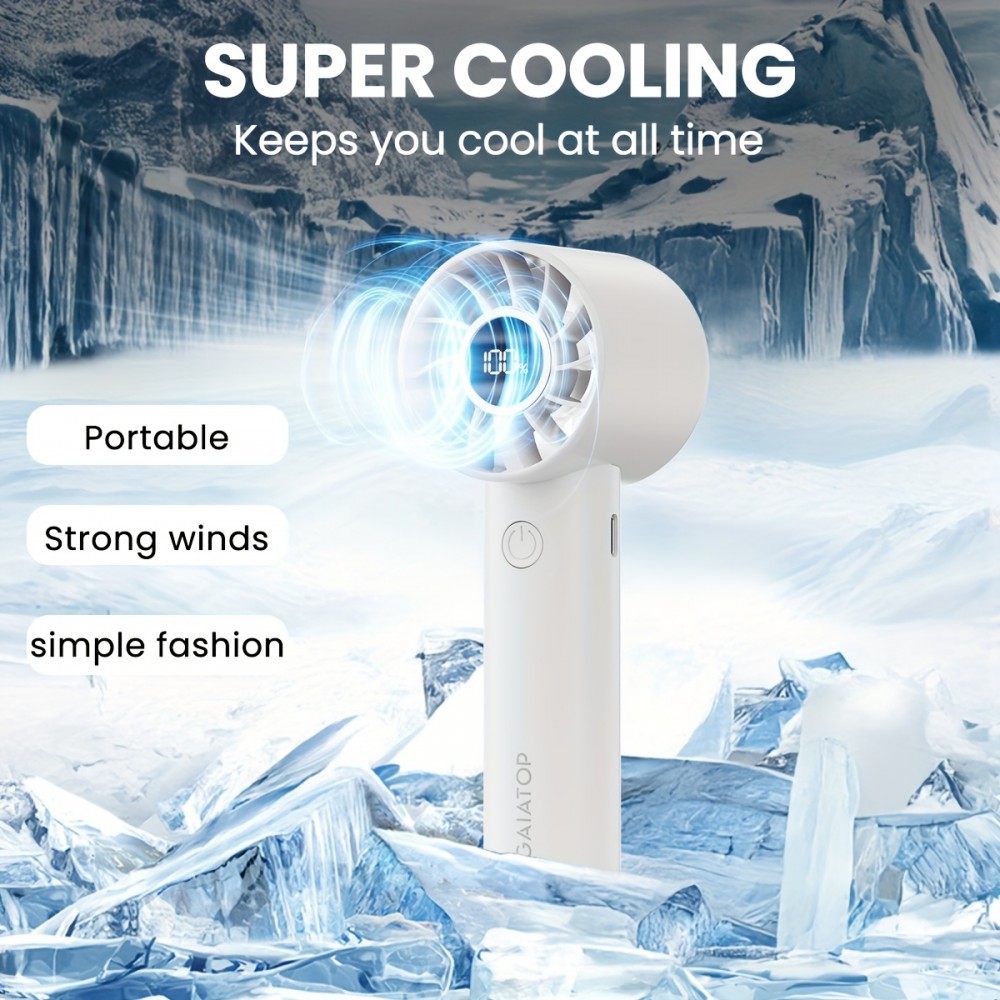 Ventilateur portable Gaiatop HF-01 rechargeable à 3 vitesses avec lampe de poche intégrée (1800mAh, USB-C) - Noir
