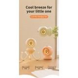 Ventilateur portable look bébé enfant avec trépied flexible pour voiture / voyage / poussette - Rose