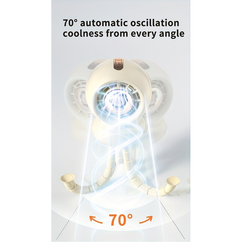 Ventilateur portable look bébé enfant avec trépied flexible pour voiture / voyage / poussette - Rose