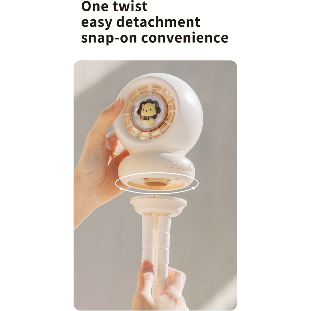 Ventilateur portable look bébé enfant avec trépied flexible pour voiture / voyage / poussette - Rose