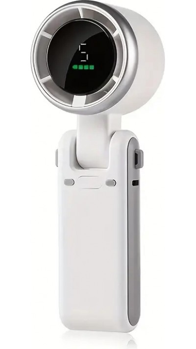 Ventilateur portable pliable rechargeable USB ultra-silencieux 5 vitesses 3600mAh autonomie 10h - Blanc