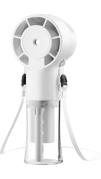 Ventilateur portable spray avec brumisateur humidificateur réserve d'eau rechargeable - Blanc
