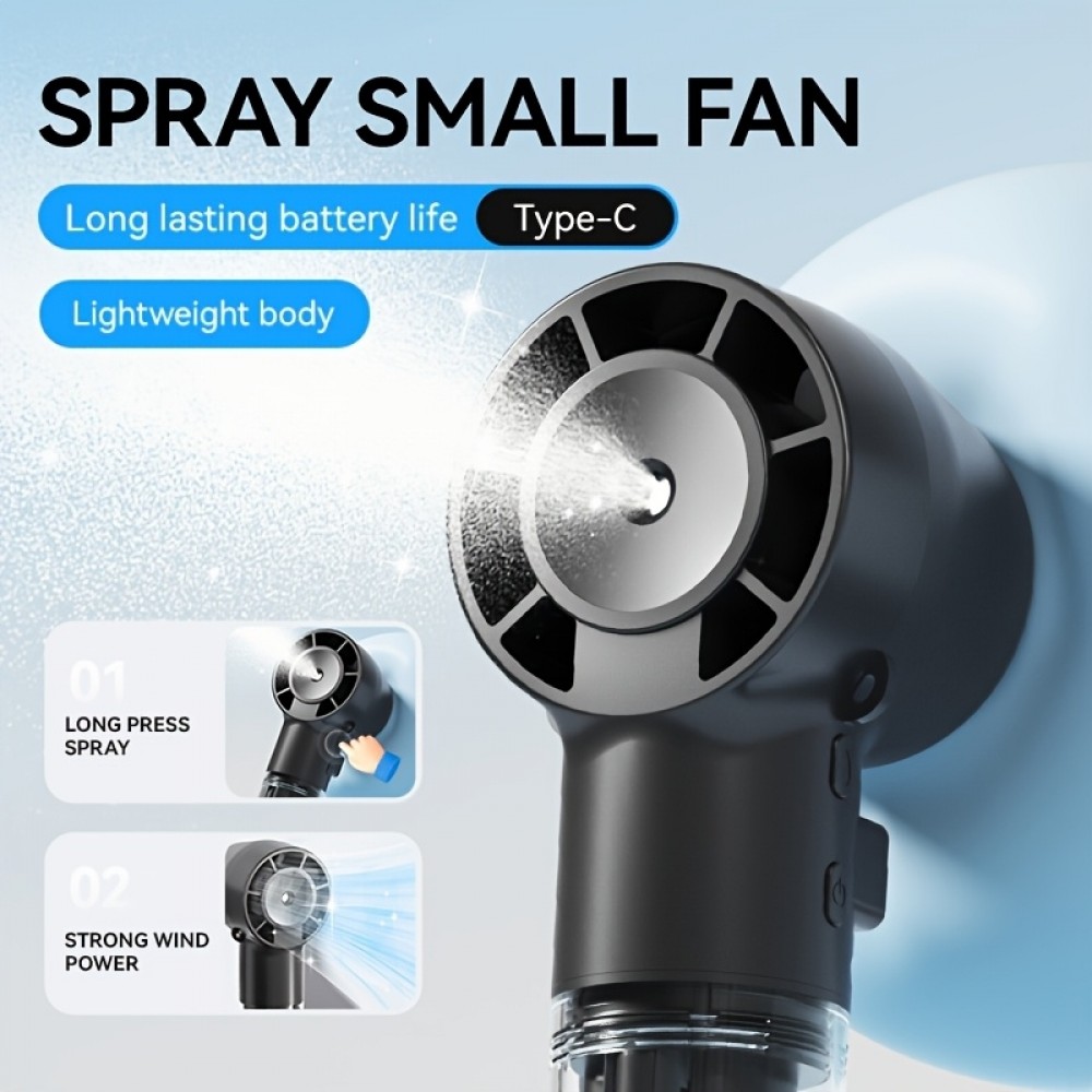 Ventilateur portable spray avec brumisateur humidificateur réserve d'eau rechargeable - Blanc