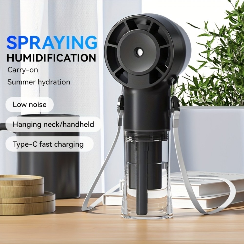 Ventilateur portable spray avec brumisateur humidificateur réserve d'eau rechargeable - Blanc