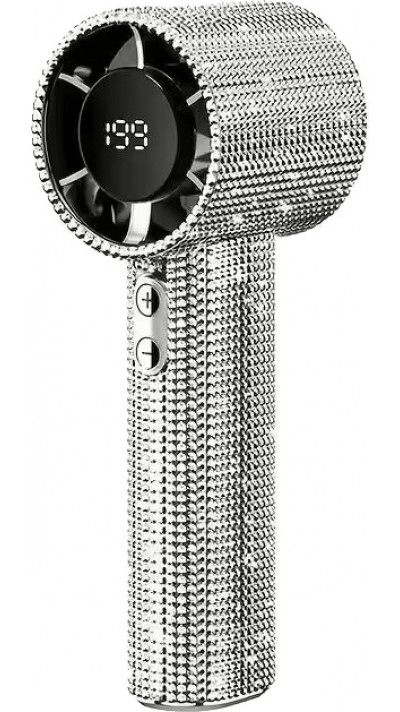 Ventilateur portable strass paillettes Turbofan (USB-C, 3 vitesses) - Argent