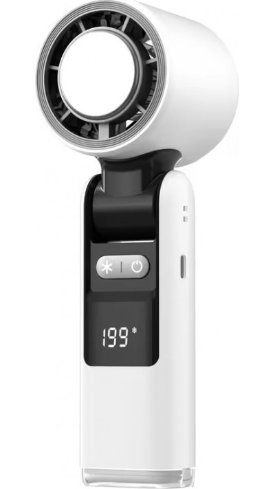 Ventilateur puissant à 4 vitesses portable rechargeable pliable avec batterie 4000mAh affichage digital - Blanc