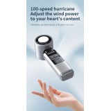 Ventilateur puissant à 4 vitesses portable rechargeable pliable avec batterie 4000mAh affichage digital - Blanc