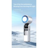 Ventilateur puissant à 4 vitesses portable rechargeable pliable avec batterie 4000mAh affichage digital - Blanc