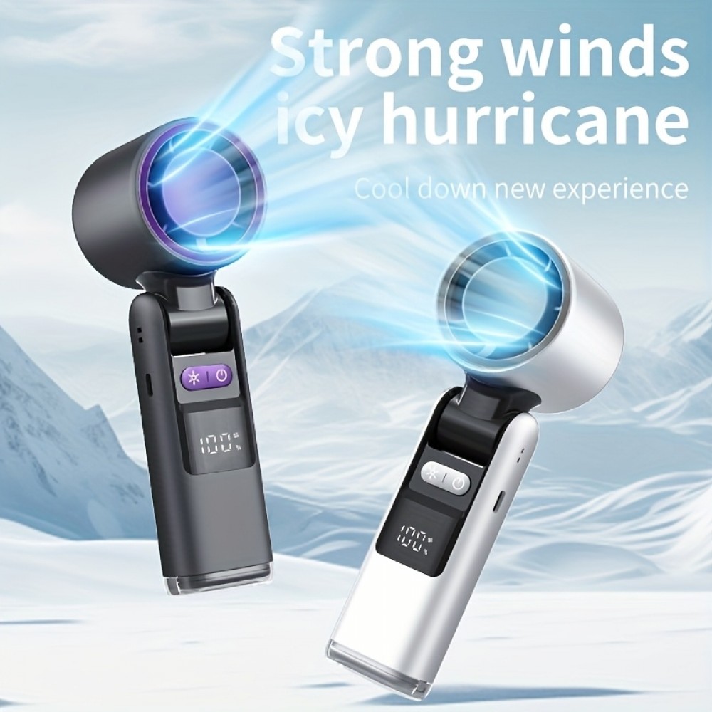 Ventilateur puissant à 4 vitesses portable rechargeable pliable avec batterie 4000mAh affichage digital - Violet