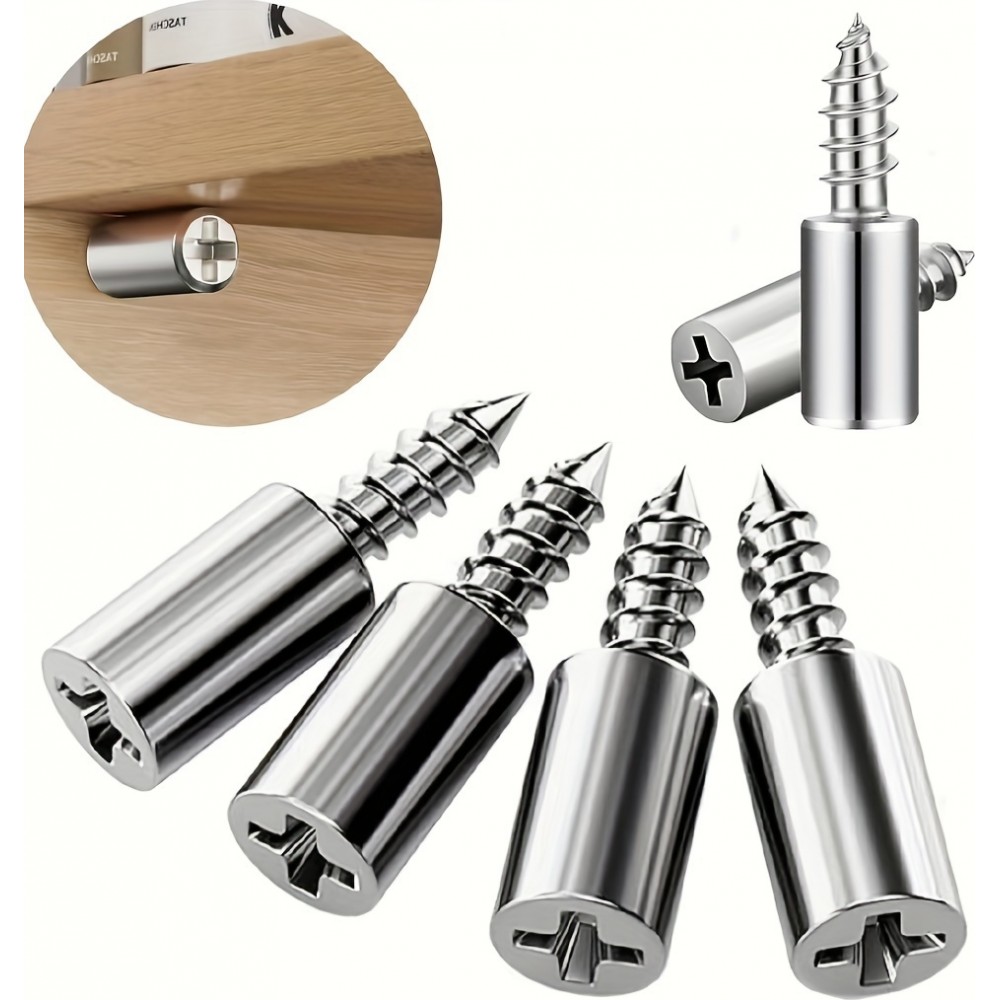 Vis à bois supports d'étagère 2 en 1 (lot de 30 pièces) - Argent