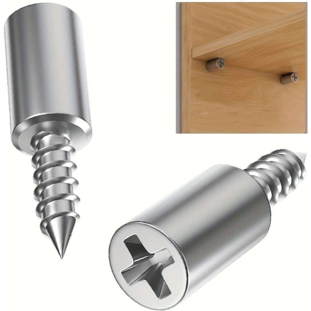 Vis à bois supports d'étagère 2 en 1 (lot de 30 pièces) - Argent