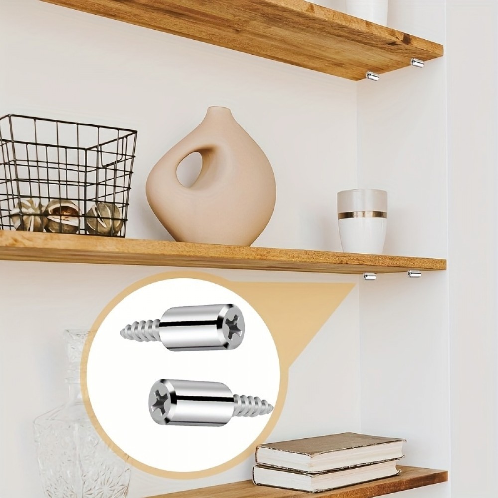 Vis à bois supports d'étagère 2 en 1 (lot de 30 pièces) - Argent
