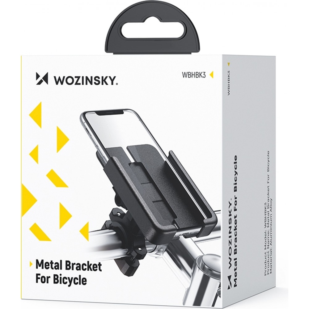 Wozinsky WBHBK3 360&deg; support t&eacute;l&eacute;phone m&eacute;tal pour v&eacute;lo et trottinette - Noir