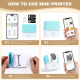 X6 Mini imprimante portable thermique Bluetooth sans encre avec papier et autocollants - Rose