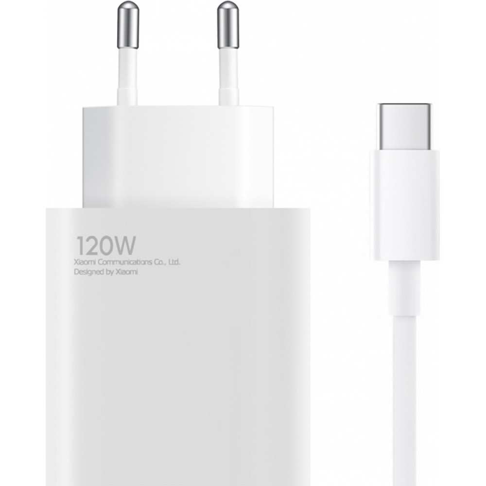 Xiaomi 120W HyperCharge Combo (Typ A) USB-A-Wandladegerät mit USB-C-Kabel und intelligenter Schutzfunktion - Weiss