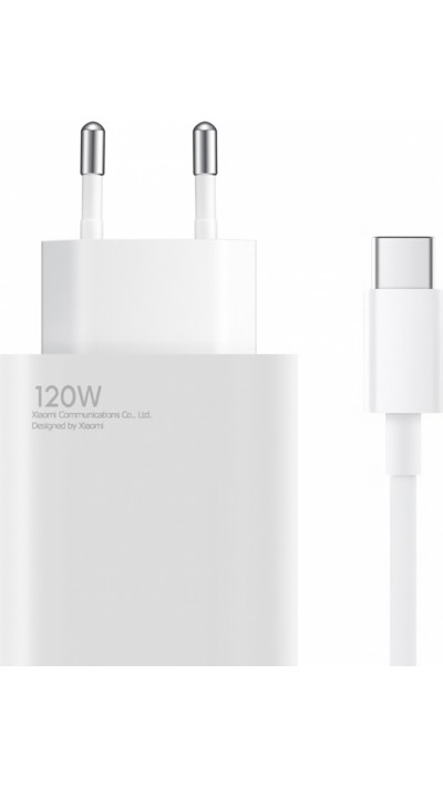 Xiaomi 120W HyperCharge Combo (Type-A) chargeur mural USB-A avec câble USB-C protection intelligente - Blanc